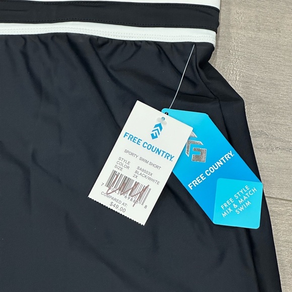 Free Country XXL 2XL Swim Shorts Hybrid Trunks Black Swimwear Boardshort Pocket - Picture 6 of 11